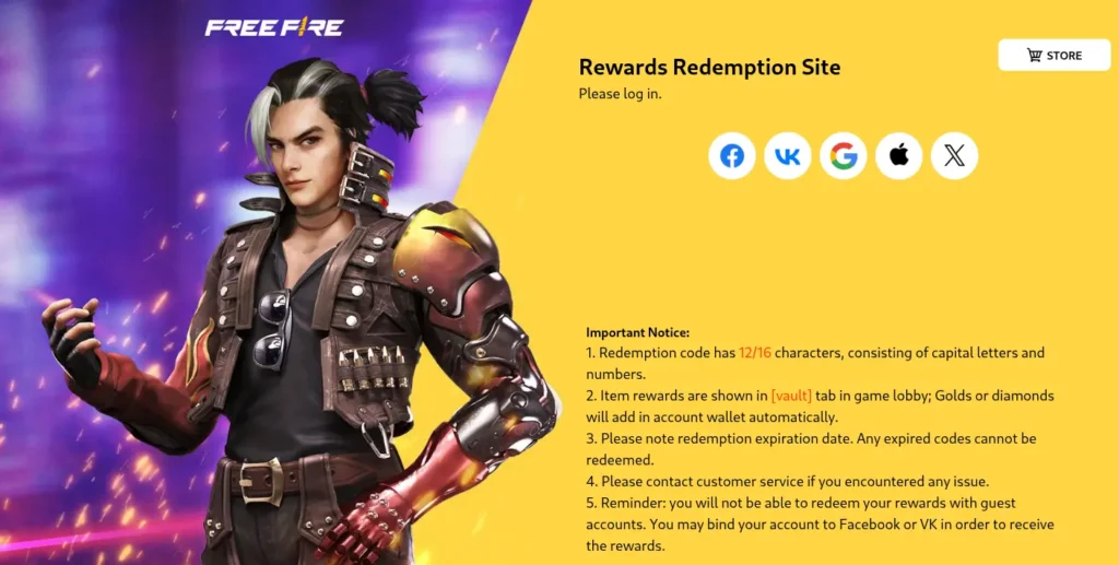 Free Fire MAX codes today